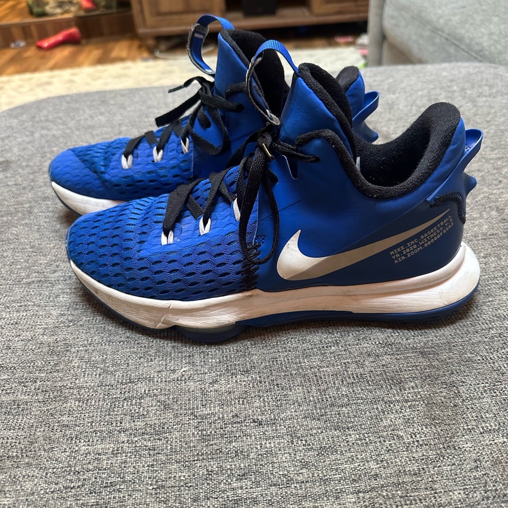 Nike Men’s Royal Blue and White High-Top Air Zoom Sneakers